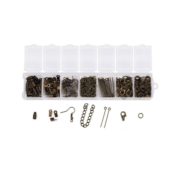 Juego de accesorios para hacer joyas, 390 piezas bronce