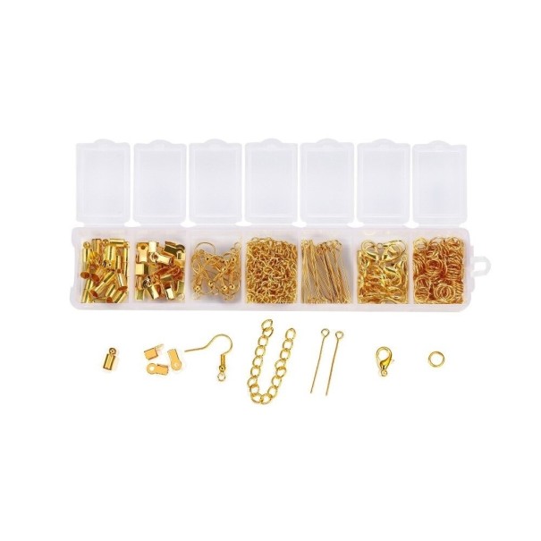 Juego de accesorios para hacer joyas, 390 piezas dorado