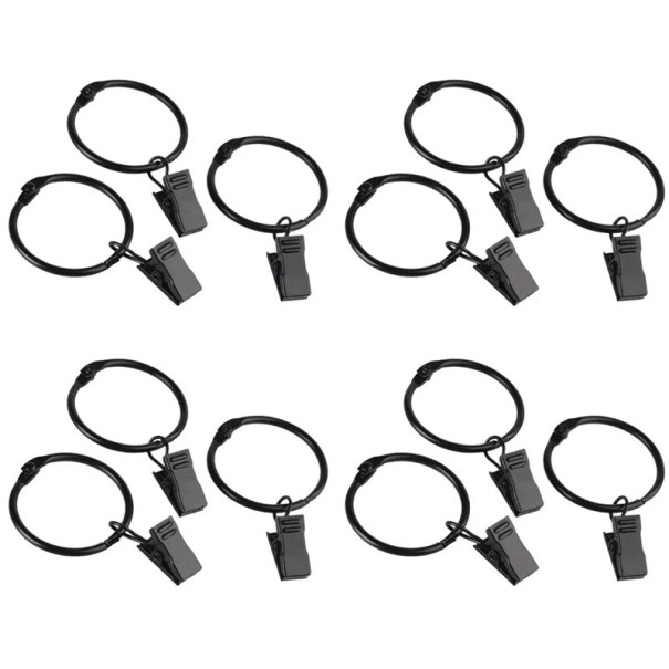 Juego de anillos para cortinas con clips 12 unidades 4,3x3,7 cm anillos colgantes de hierro con ganchos para sujetar cortinas y visillos 1