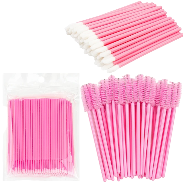 Juego de aplicadores de pestañas Juego de pinceles para aplicar pestañas postizas Pinceles especiales para extensiones de pestañas 200 uds. rosa