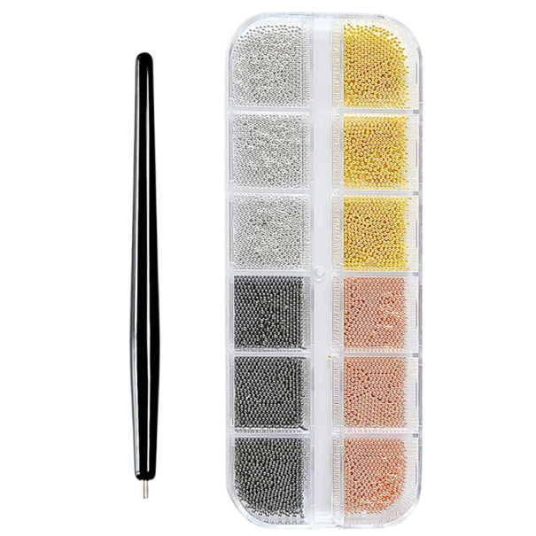 Juego de bolígrafo magnético y bolitas de acero, 4 bolas de colores, decoración de uñas, herramienta de modelado de uñas, uso profesional 1