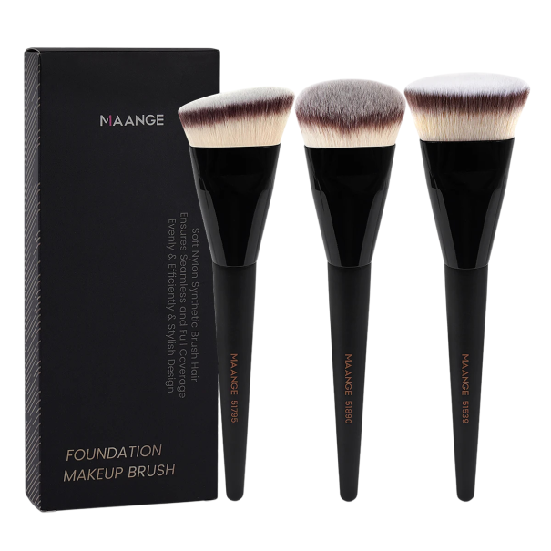 Juego de brochas de maquillaje de 17 x 4 cm con 3 ángulos y cabezal redondo Brochas de fibra sintética Cerdas suaves Brocha cosmética en caja 1