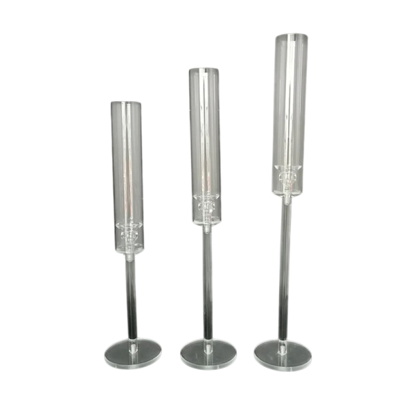 Juego de candelabros de acrílico 45 / 50 / 55 cm Apariencia de cristal candelabros transparentes en soporte Candelabros decorativos para decoraciones de mesa de boda 1