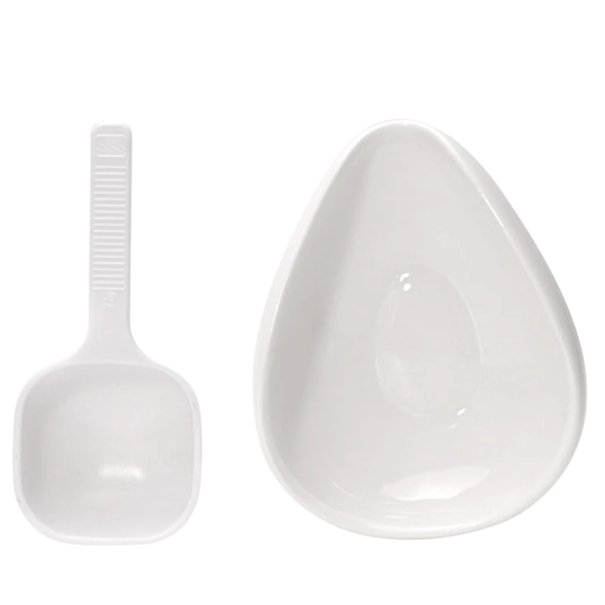 Juego de cerámica de cuenco y cuchara para granos de café Diseño elegante Accesorio decorativo para la cocina Regalo original para amantes del café blanco