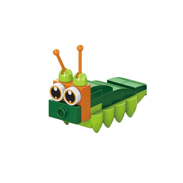Juego de construcción 4,2 x 5,8 x 2,2 cm 30 piezas Oruga verde Figura mini divertida de bloques de construcción para niños Modelo creativo 1