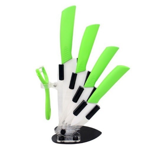 Juego de cuchillos de calidad con soporte verde