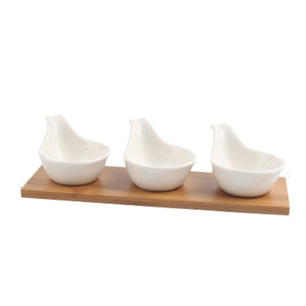 Juego de cuencos de porcelana con bandeja 3 uds. 3