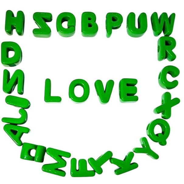 Juego de cuentas acrílicas 20 mm letras A–Z con agujero de 6 mm 26 unidades Cuentas grandes para la fabricación de joyas Pulseras collares decoración creativa verde