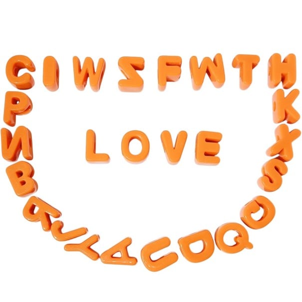Juego de cuentas acrílicas 20 mm letras A–Z con agujero de 6 mm 26 unidades Cuentas grandes para la fabricación de joyas Pulseras collares naranja