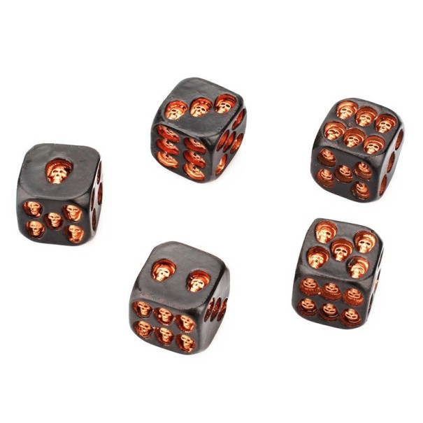 Juego de dados con calaveras 5 uds. dorado
