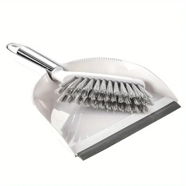 Juego de escoba y recogedor de plástico 18 x 27 cm Set de limpieza para barrer Escoba de suelo con recogedor Ayudante doméstico para la cocina y el taller blanco