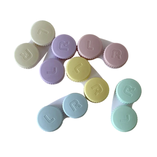Juego de estuches para lentes de contacto 10 uds estuche de plástico colorido compacto cajas dobles con etiquetas L y R para uso diario 1