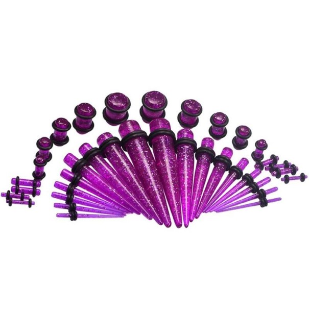 Juego de expansores y tapones rectos - 36 uds. morado