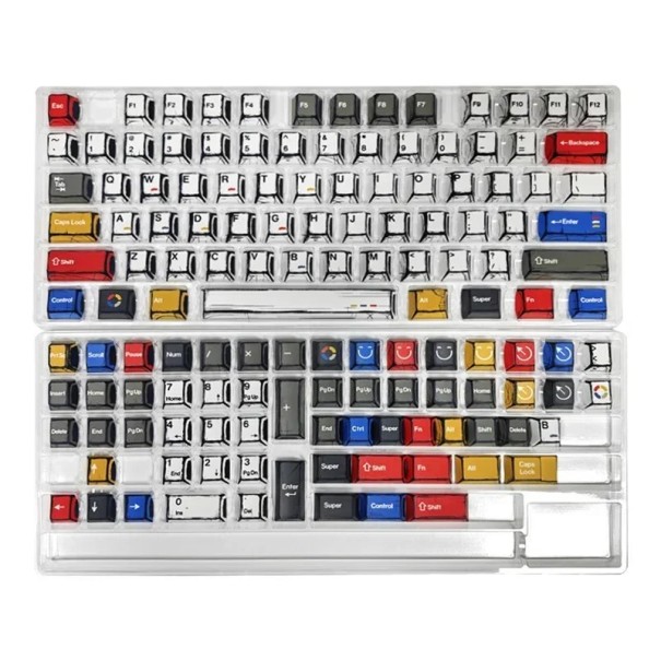 Juego de keycaps estilo cómic retroiluminados 136 teclas PBT multicolor para teclado mecánico personalización del aspecto 1