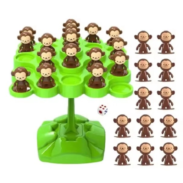 Juego de mesa interactivo para padres e hijos Monos equilibrándose en el árbol Dado, monos y base en el paquete Juego familiar divertido para cualquier ocasión verde