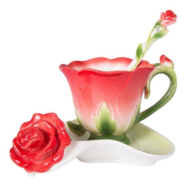 Juego de té de porcelana 3 piezas A1101 rojo