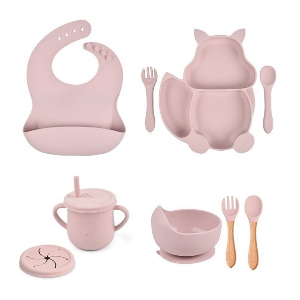 Juego de vajilla infantil 8 piezas rosa