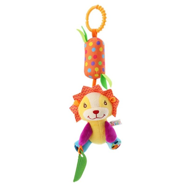 Juguete colgante para bebés León colorido con lazo para cochecito o cuna para el desarrollo de los sentidos y la motricidad. 1