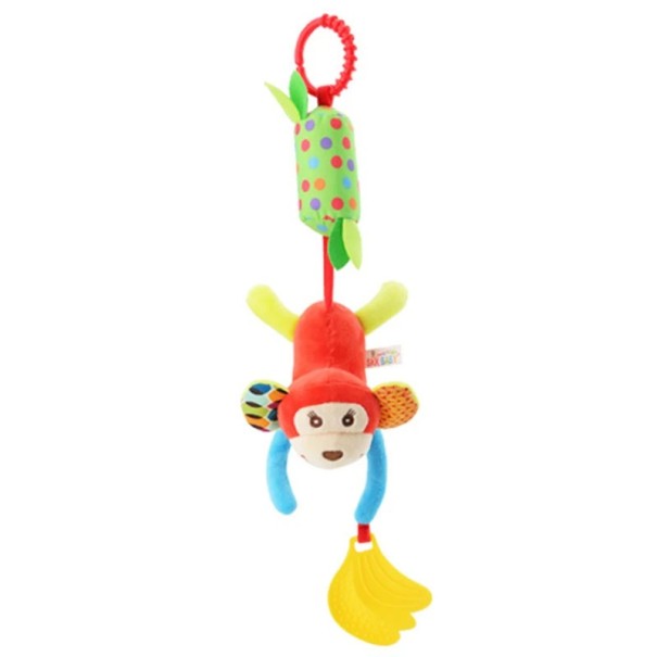 Juguete colgante para bebés Mono colorido con lazo y mordedor en forma de plátano para cochecito o cuna 1