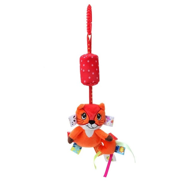 Juguete colgante para bebés Zorro naranja con lazo para cuna o cochecito para el desarrollo de los sentidos y el tacto 1