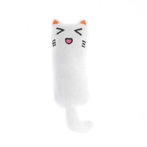 Juguete de peluche para gatos para rechinar los dientes y las garras Juguete para morder Juguete de peluche interactivo para gatos blanco