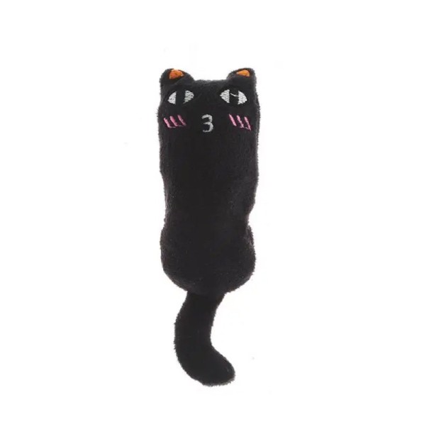 Juguete de peluche para gatos para rechinar los dientes y las garras Juguete para morder Juguete de peluche interactivo para gatos negro