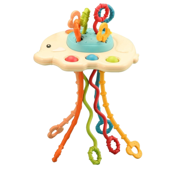 Juguete multifuncional para niños elefante. amarillo