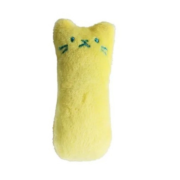 Juguete para gatos para rechinar los dientes y las garras Juguete para morder Juguete interactivo de peluche para gatos 9,5 x 4 cm amarillo