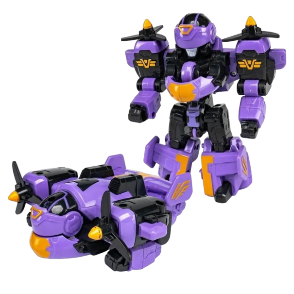 Juguete robot transformable morado