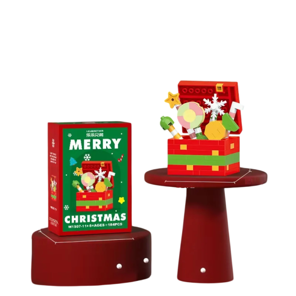Julbyggsats Kista med presenter 6,3 x 4,5 x 5,4 cm 184 st Mikroblock Plastmodell Mini byggsats Juldekoration 1