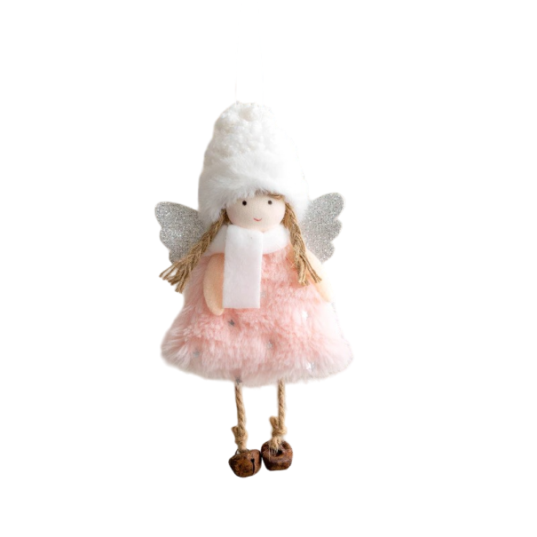 Juldekoration hängande ängel 17 x 9 cm rosa
