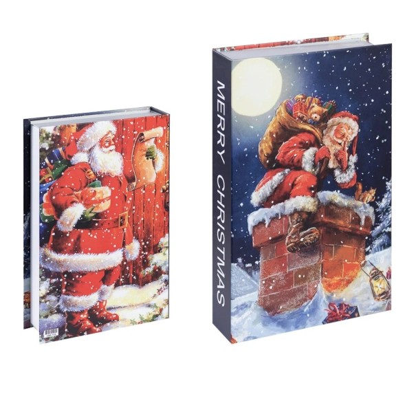 Juledekoration falsk bog Merry Christmas Imitation af bog på hylden Vinter bogdekoration Santa Claus skorsten 1