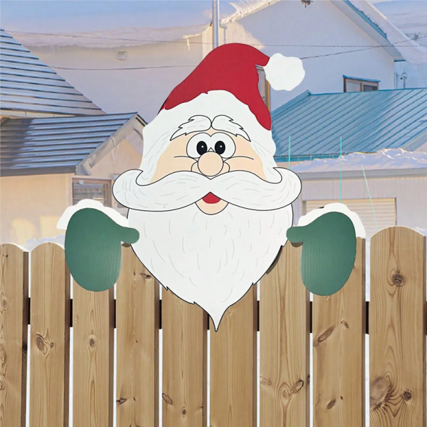 Juledekoration til hegn 40 x 30 cm Papir Santa Claus Holdbar udendørs pynt Vinter juleudsmykning til have og gård grøn
