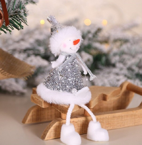 Julefigurer med pailletter sølv 3