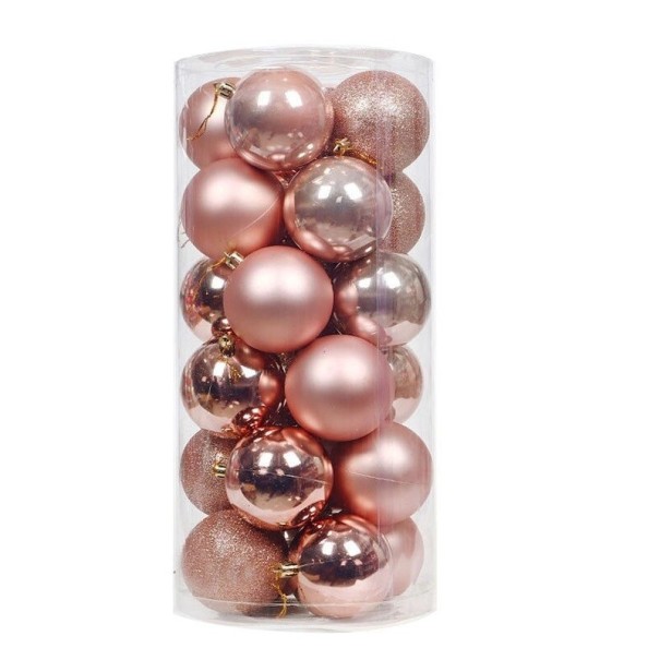 Julekugler 24 stk. 3 cm rose gold