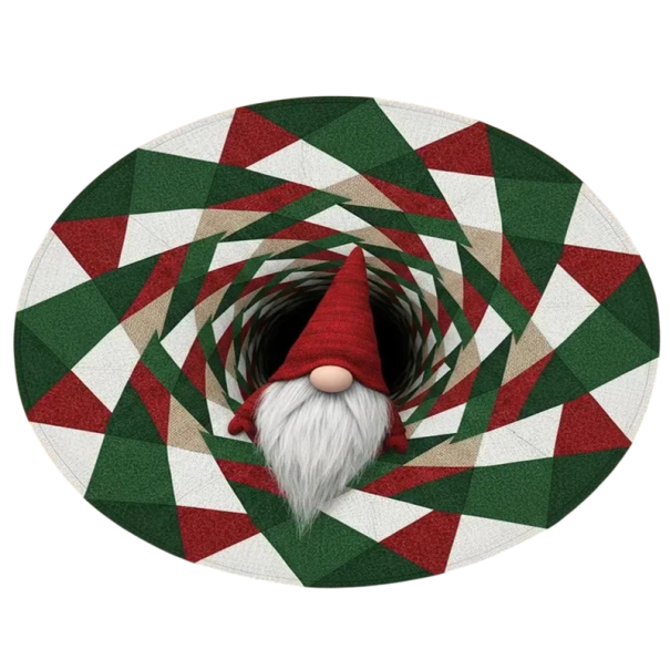 Julmatta 80 x 80 cm Flanell vintermatta för hemmet med motiv av tomte i färgglad virvel Rund mjuk festlig och vinterdekoration 1