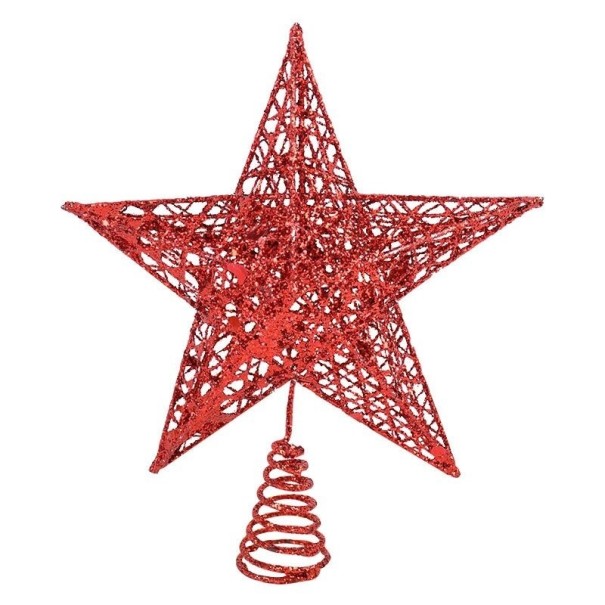 Julstjärna på granen röd L