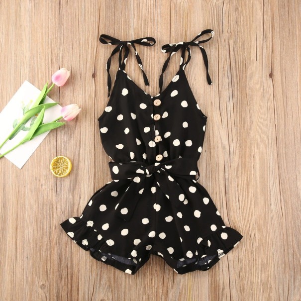 Jumpsuit för flickor med prickiga L1319 svart 2