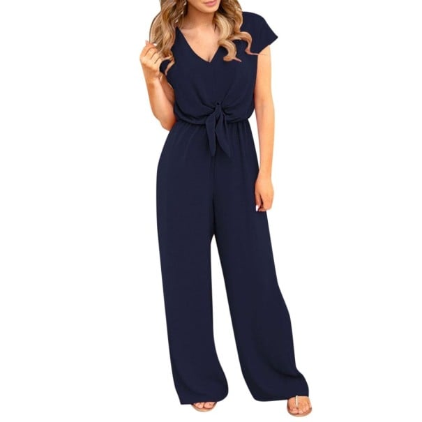 Jumpsuit för kvinnor med knut mörkblå XL