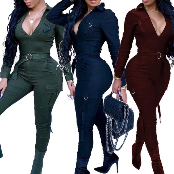 Jumpsuit för kvinnor med skärp A1946