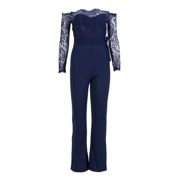 Jumpsuit för kvinnor med spets A1957 mörkblå XS