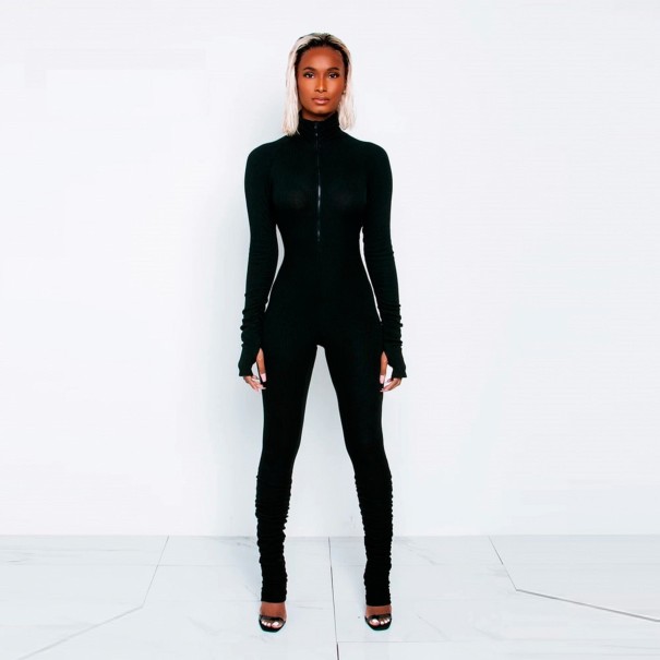 Jumpsuit för kvinnor med turtleneck och dragkedja