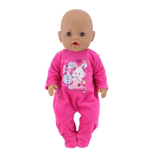 Jumpsuit voor pop A410 donkerroze
