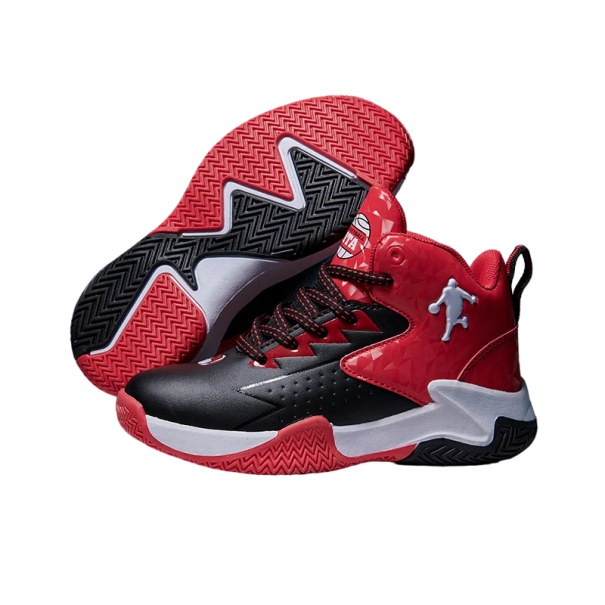 Jungen-Basketball-Sneaker, rutschfeste Basketballschuhe, Kinder-Basketballschuhe schwarz-rot 35