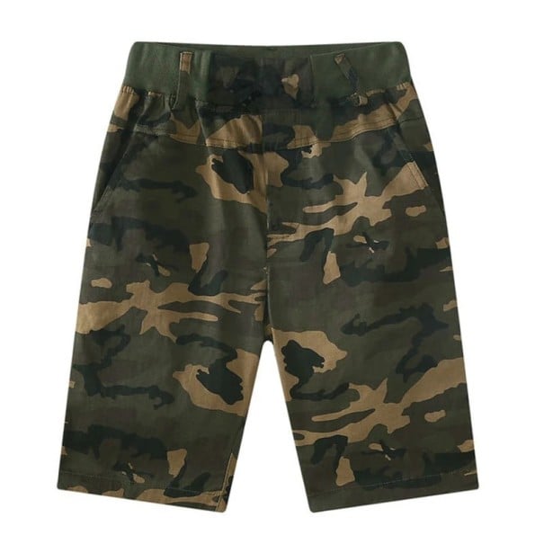 Jungen Camouflage Shorts mit Taschen und elastischem Bund, Army Shorts für Jungs mit Knielänge 6