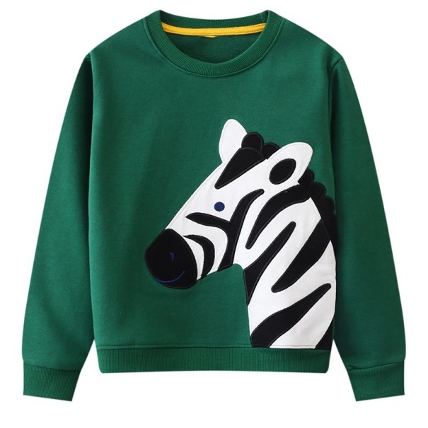 Jungen Hoodie in Grün mit Zebramuster und Rundhalsausschnitt 2