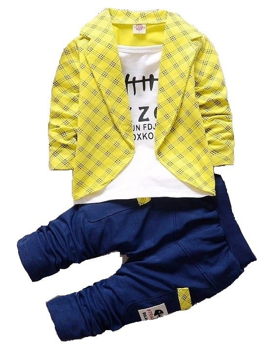 Jungen Set - Hemd mit Sakko und Hose J2539 gelb 2