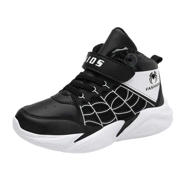 Jungen-Sneaker mit Spinnen-Aufdruck, atmungsaktive Jungen-Schuhe, lässige Jungen-Sneaker, rutschfest schwarz 33