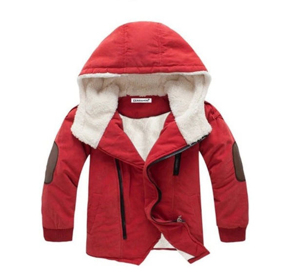 Jungen-Winterjacke mit Fell J1320 rot 12