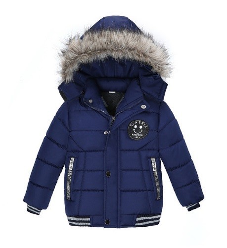 Jungen-Winterjacke mit Fell J2530 blau 4